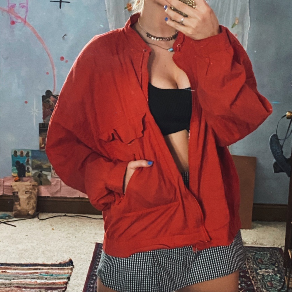 retro red zip-up jacket
